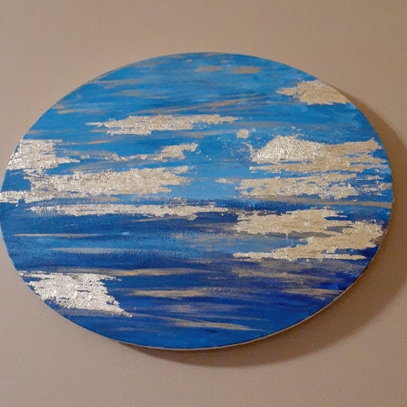 Amaizing Abstract acrylic painting on Oval canvas🌠 - Picture 2 of 3
